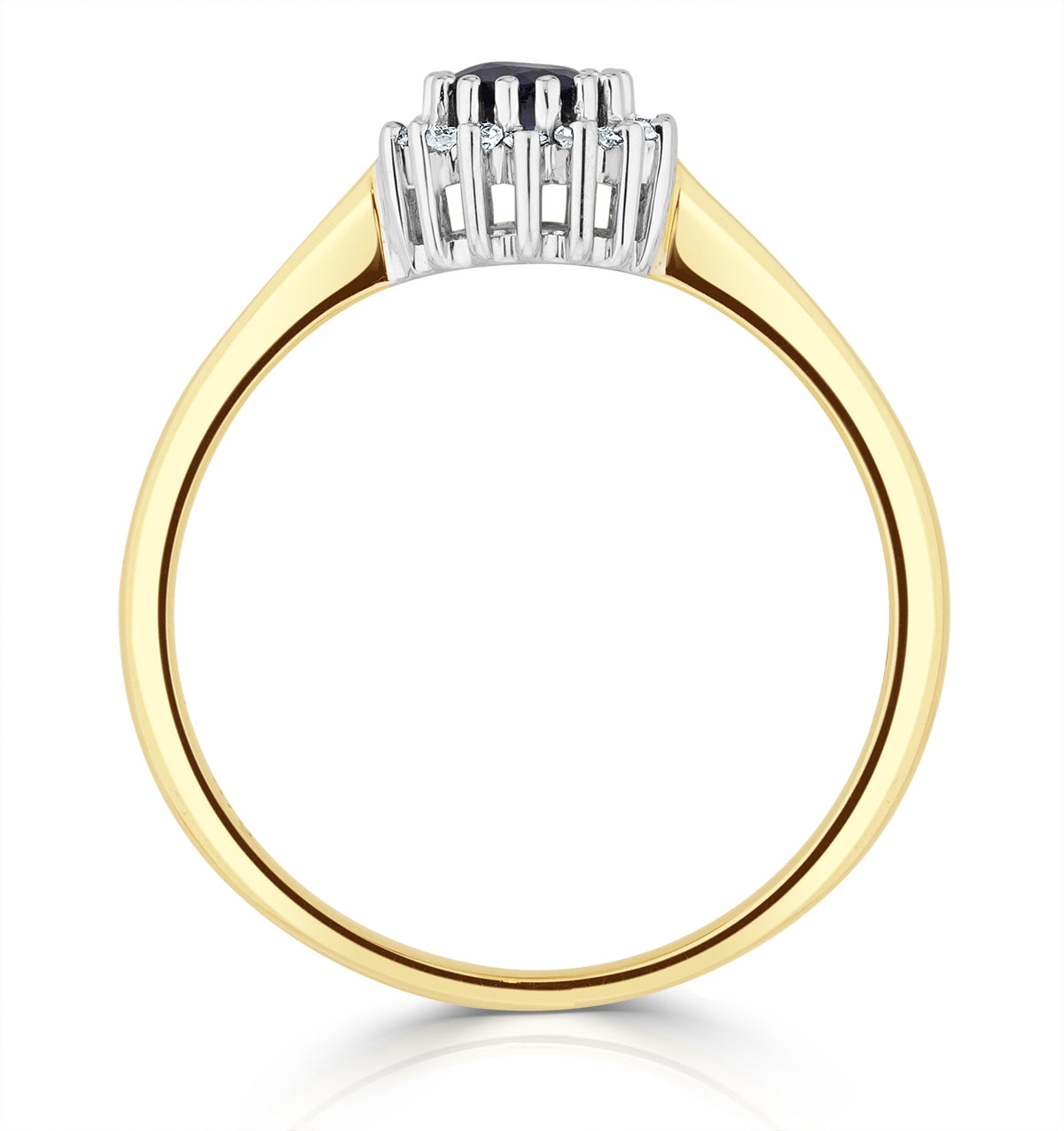 Sapphire 3 x 3mm And Diamond 9K Gold Ring